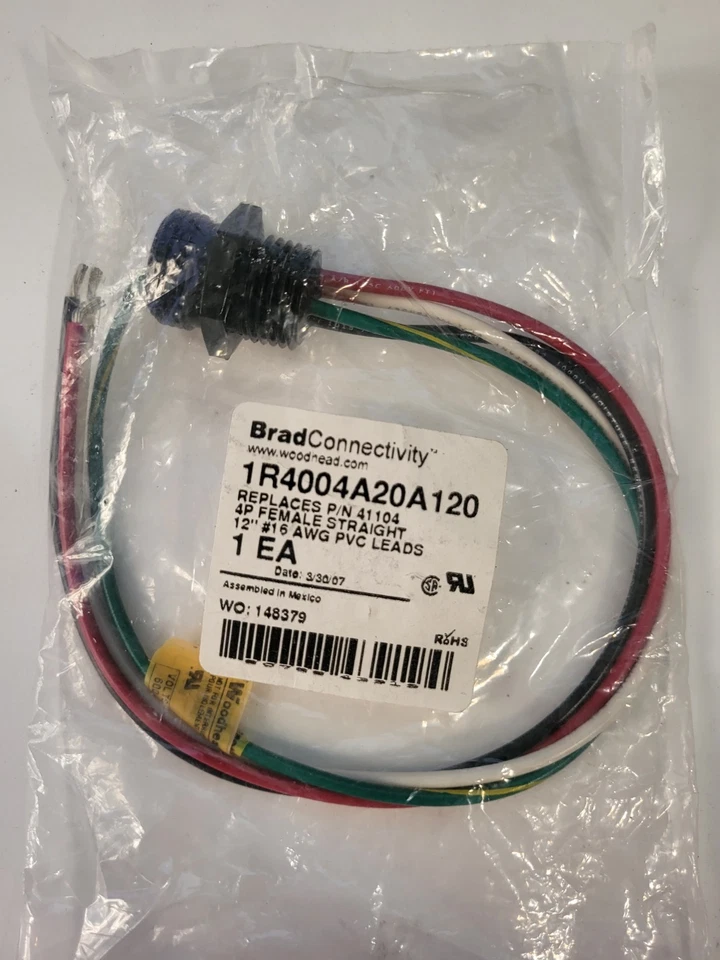 Brad Harrison / Woodhead 1R4004A20A120 4-Pin Female Straight Connector Cable - Image 1 of 1