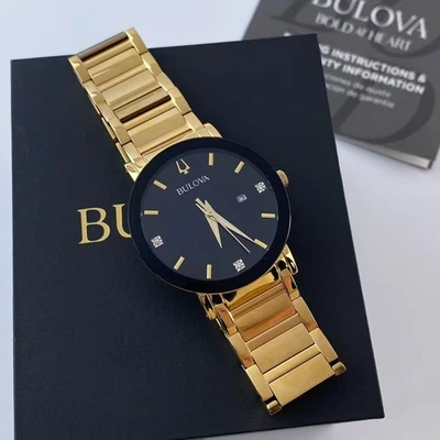 New Bulova 97D116 Modern Futuro Black Diamond Dial Men's Quartz Watch 42mm - Image 1 of 4