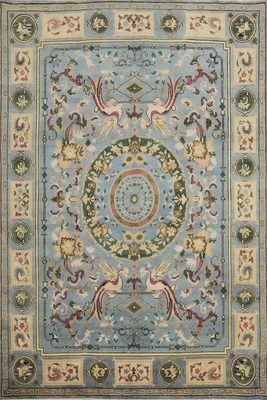 Blue Ziegler Large Area Rug 9x12 Animal Design Oriental Carpet for Living Room - Image 1 of 4