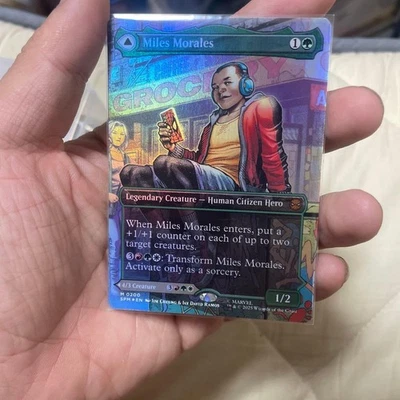 Miles Morales Ultimate Spider Man MTG foil borderless card - Image 1 of 2