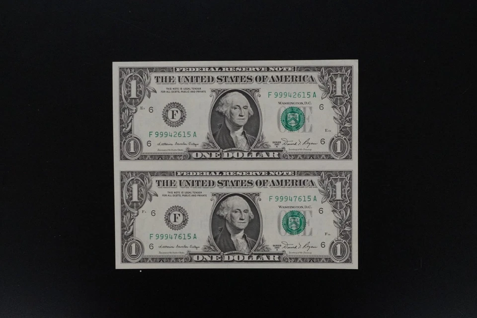 USA 1981A  $1 un-cut pair ch-UNC condition FA prefix (k019) - Image 1 of 2