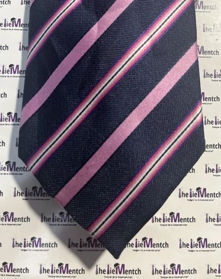 FIRENZE⚜️ Silk Navy With Pink Stripeds Design Neck Tie 3.25”(New Without Tags) - Image 1 of 3