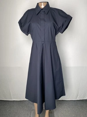 Vestido midi Dorothee Schumacher para mujer azul medianoche talla 2/S popelina Power Foto 1 de 4