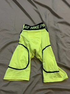 Nike Pro Combat Live Strong Neon Yellow Padded Football Shorts Youth M  - Picture 1 of 10