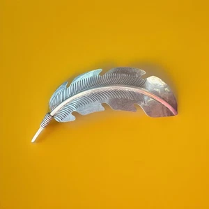 "Correa de pelo pluma de plata esterlina vintage firmada estilo AR Navajo 13 g 3,5""" - Imagen 1 de 14