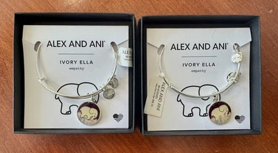 Juego de 2 Pulseras de Plata Alex and Ani Marfil Ella Empathy Nuevas con Etiquetas con Tarjeta y Caja Foto 1 de 4