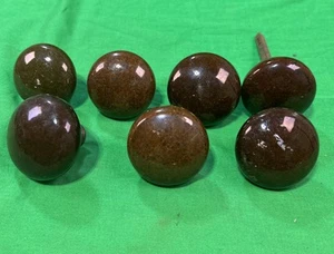 Antique Vintage 7 Victorian Door Knobs Brown Porcelain - Picture 1 of 9