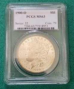 1900-O Morgan Silver Dollar PCGS MS63 Series 52 Coin 79, Blue Label - Picture 1 of 4