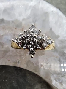 10k .417 Gold Diamond Cathedral .6 ctw Lab Created Cluster Sz 7.5 Ring Au 25129 - Picture 1 of 13