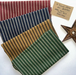 4 cuartos de grasa a rayas VERDE DORADO AZUL ROJO 100% algodón - Imagen 1 de 2