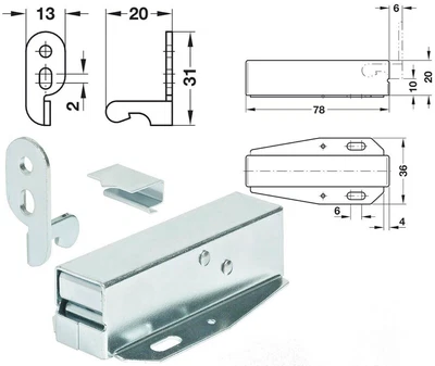 Attic/Loft Door Lock Touch Catch ~Surface Mounted~ Hatch Push Cupboard/Latch Box - Image 1 of 4
