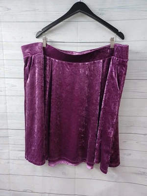 Falda Órrida Talla 4/4X Púrpura Terciopelo Aplastado Círculo Mini Patinador Cintura Elástica Foto 1 de 4