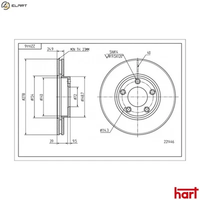 2x BRAKE DISC 221 446 FOR MAZDA ZJ07/ZJ30/ZJ-VE/ZJ32 1.3L L850/L823/L8-VE 1.8L 3 - Image 1 of 4