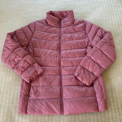 Uniqlo ультра легкий вниз пуховик куртка женщин XL розовый выстеганный упаковочный мешок - Изображение 1 из 4
