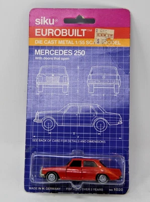 Siku Mercedes 250 Eurobuilt  RED  & RARE #1020 NOS  New On Card free Shipping - Image 1 of 4