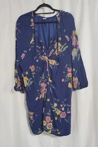 Old Navy 2XL Blumen Kleid Knoten vorne kurz marine herbstlich Boho *Ausgabe - Bild 1 von 8