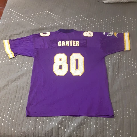 VTG Chris Carter #80 Minnesota Vikings  NFL Puma Printed Logo Jersey Size 2X Cover
