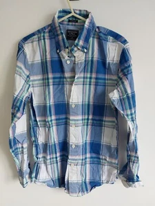 ABERCROMBIE & FITCH MENS M WHITE/BLUE/GREEN CHECK SHIRT VERY GOOD USED CONDITION - Picture 1 of 7