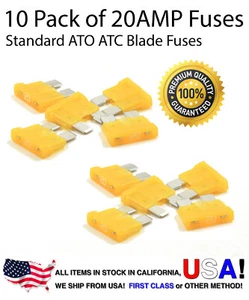 Premium 10er Pack 20 AMP KFZ ATO ATC Standard Blade Sicherungen 20A - Bild 1 von 7