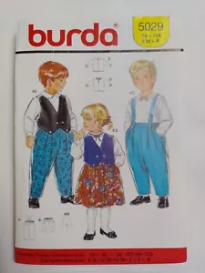 Bibs Pants Vest Skirt Shirt 9M-4T Burda 5029 Sewing Pattern Cut Wedding Church - Picture 1 of 6