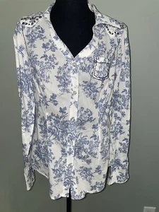 GUESS Toile Pearl Snap Western Shirt Microfloral Rodeo Country Sz M Heartland S - Picture 1 of 18