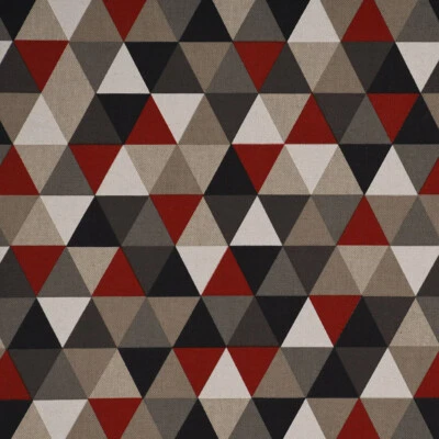 Dekostoff Halbpanama Leinenlook Dreiecke rot schwarz 1,40m Breite - Bild 1 von 4