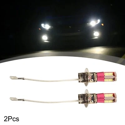 2x H3 3014 57-smd 3014 Led Car Fog Light Lamp Bulb 6000k Bright White Dc12-24v - Image 1 of 4