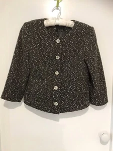 MARCS BNWT Khaki Tweed ‘Wool You Love Me’ 3/4 Sleeve Jacket With Pockets Size 8 - Picture 1 of 5