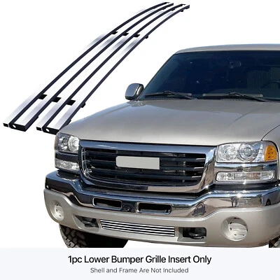 Se adapta a GMC Sierra 1500/2500HD/3500 2003-2006 parachoques de acero inoxidable rejilla billet Foto 1 de 4