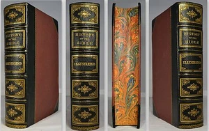 1868 ILLUSTRATED HISTORY of HOLY BIBLE KITTO Color MAP Chronological Table FINE! - Picture 1 of 12