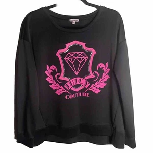 Juicy Couture Diamond Black/Pink Bling Pullover Sweatshirt Size XL - Picture 1 of 6