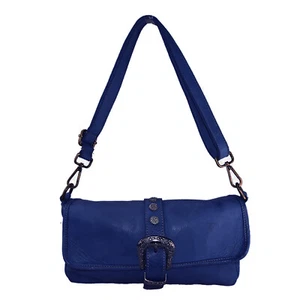 Tasche Sun Vintage Leder Italienische Geflochten Gewaschene Italy AT Blau  - Imagen 1 de 3