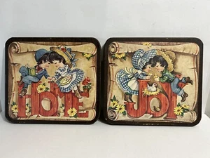 Homeco Holz hängend süß Keitchy 70er Jahre 2er Set antik Sammlerstücke Vintage - Bild 1 von 3