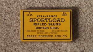 Vintage Sears Roebuck and Company Sportload Rifled Slugs Shotgun Shell Box Empty - Picture 1 of 7