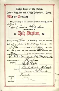 Antique 1902 Baptism Certificate – St. Paul’s Church, Port Townsend WA – Rare - Picture 1 of 3
