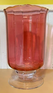 Vintage Cranberry Glass Large 10" Footed Decorative Corset Vase - Picture 1 of 10