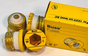 Paquete de 4 fusibles bus 8 amperios 125 voltios fusibles enchufables W-8 8A 125V acción rápida W-8A - Imagen 1 de 3
