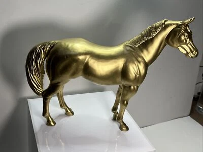 Horse Figurine Blue Ribbon Ranch Horse Custom Gold Tone  Painted - Image 1 of 4