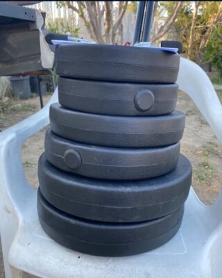 Juego de pesas de vinilo barra estándar de 100 libras (45 kg) Foto 1 de 4