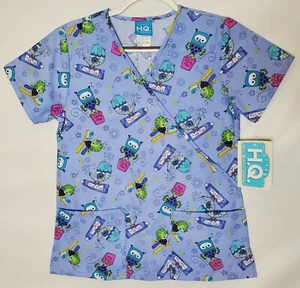 Women's NWT Scrub H.Q. Dental Scrub Top Purple Blue Size XS - Picture 1 of 7