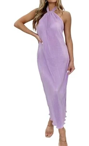 Women's Elegant Halter Slit Party Cocktail Maxi Dress Medium  - Picture 1 of 8