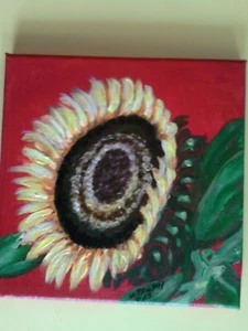 "Sonnenblume", abstrakt, Acryl auf Leinwand, 20x 20 cm, Original,neu, - Bild 1 von 3