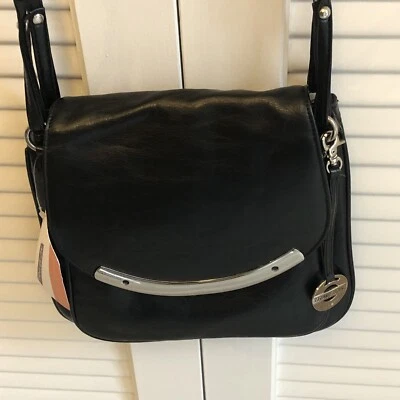 Travelon Bandolera Bolso de Mano Cartera Multi-Compartimento Organizador Negro Imitación Cuero Foto 1 de 4