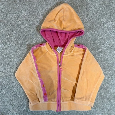 Vtg Gymboree Bubble Fun Velour Zip Up Hoodie Jacket Pink Orange Polka Dot 2T - Image 1 of 4