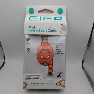 Type C USB Charging Cable Charger RETRACTABLE Lead For Samsung Android - Image 1 of 3