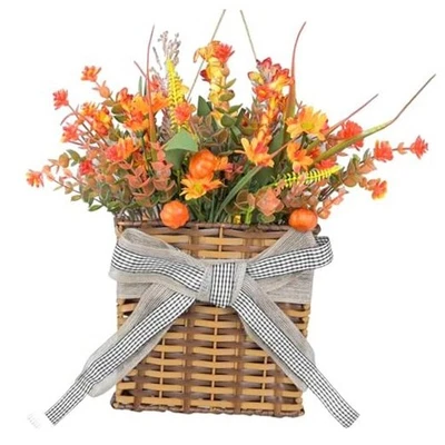 Colgador Puerta Otoño Cesta Corona Guirnalda, Artificial Otoño Naranja Calabaza Foto 1 de 4