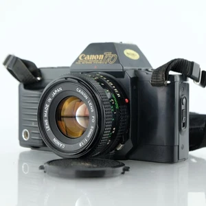 Canon T70 analoge Kleinbildkamera + FD 50mm f/1.8 Objektiv SLR Vintage getestet sauber funktioniert - Bild 1 von 12