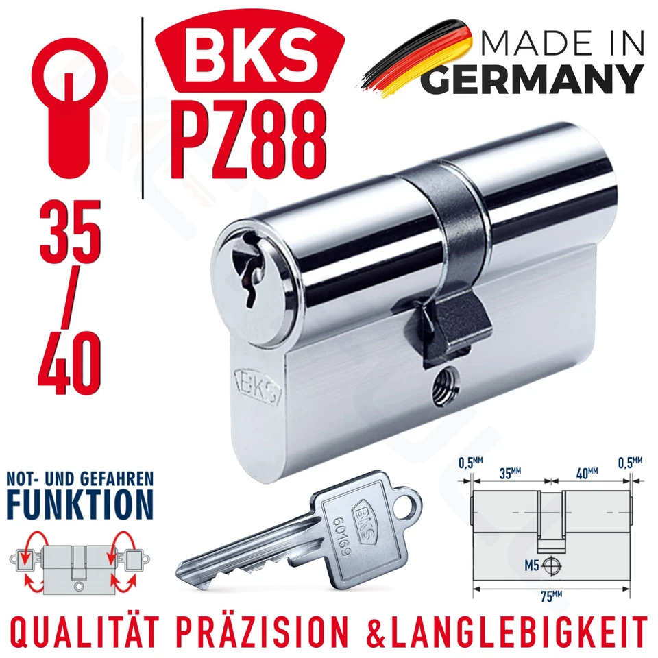 BKS 35/40 Doppelzylinder Türzylinder Schließzylinder Schlüsselanzahl wählbar