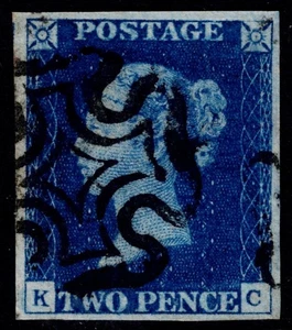 1840 2d Deep Blue Plate 2 KC 4m Crisp Maltese X Lovely Colour VFU Cat. £1,400.00 - Picture 1 of 1