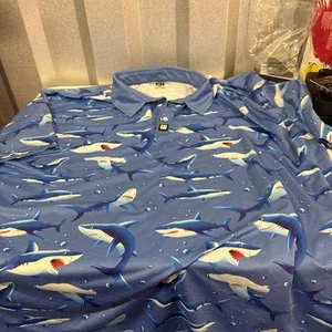 Camisa polo Greater Half para hombre 4XL Sharks Performance golf elástica Henley - Imagen 1 de 7